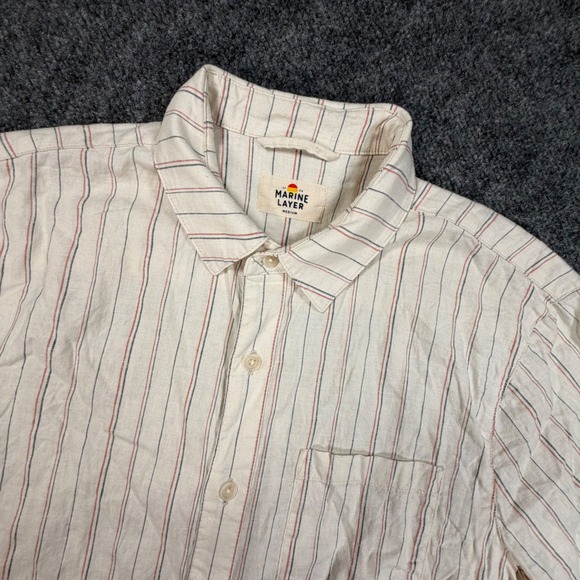 Marine Layer Other - Marine Layer Striped Short Sleeve Hemp Blend Button Down Mens Medium 1010
